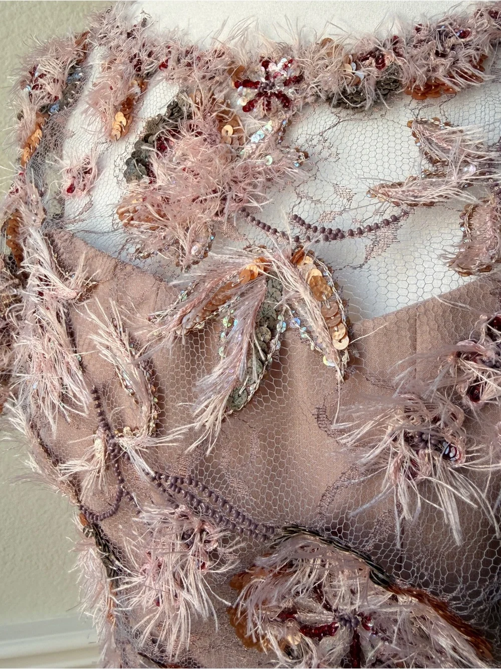 Vintage‎ Lourdes Chavez Silk Fairycore Beaded Top & Tiered Maxi Skirt Set
